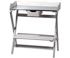 dobar klappbarer Pflanztisch aus Holz mit verzinkter Metall-Arbeitsfläche, Gärtnertisch mit praktischer Schublade, 80 x 40 x 84 cm, weiß