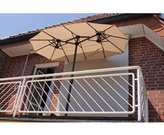 Leco Balkon-Ovalschirm Natur Sonnenschirm, ca. L 270 x B 150 x H 195 cm
