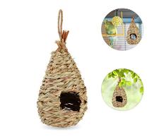 Relaxdays Vogelnest, zum Aufhängen, Deko Balkon, Terrasse, Garten, geflochten, Vogelhaus Stroh, HxD 29 x 12 cm, Natur