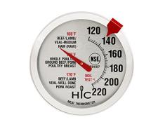 HIC Instant-Read Fleisch Geflügel Truthahn Grill Thermometer, bruchsichere Oberfläche, Edelstahl und Schutzmantel mit Innentemperaturdiagramm Klassisch, Fleisch, 6,4-cm-Anzeige Large/2 -