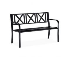 Relaxdays, schwarz Gartenbank aus Metall, 2-Sitzer, wetterfest, für Terrasse, Balkonbank HxBxT 81 x 127 x 56 cm, Stahl