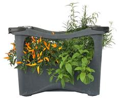 U-greeny Pflanzbox Hochbeet; nachhaltiges Gemüsebeet zu 100% aus receyceltem Material; Anzuchttopf Pflanzregal für Balkon, Garten und Terrasse, integriertes Wasserablaufsystem, wetterfest, Steinoptik