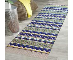 The Home Talk Teppich / Bettläufer, Baumwolle, Tribal-Look, 50 x 150 cm, ideal für Schlafzimmer, Wohnzimmer Bohemien 20x60 INCH beige