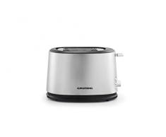Grundig TA5620 Toaster, 850 W, Drehregler für Bräunungsgradeinstellung, Edelstahl/Schwarz