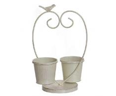 DCASA Blumentopf aus Metall, doppelt, cremefarben