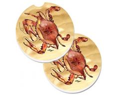 Caroline s Treasures gekocht Crab Sandy Beach Set von 2 Tasse Halterung Auto Untersetzer 8154 Carc, 2,56, multicolor