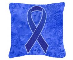 Carolines Treasures AN1213PW1414 Dekokissen mit roter Schleife Zum Aufmerksammachen auf Darmkrebs 14Hx14W blau