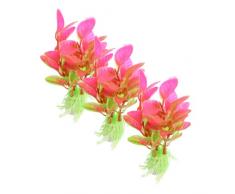 uxcell Kunstpflanze für Aquarien, Kunststoff, 10,9 cm, Grün/Magenta, 3-teilig