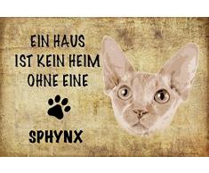 Schatzmix EIN Haus ist kein heim ohne eine Sphynx Katze Metal Sign deko Schild Blech Garten