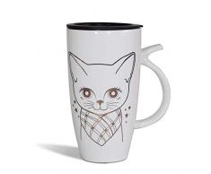 Teagas Kaffeetasse mit Deckel, Keramik, groß, 570 ml, Weiß