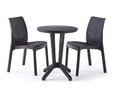Keter Gartenset, Rattan Bistro Set, graues Bistro Set Balkon