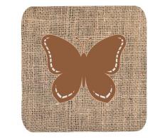 Caroline s Treasures bb1035-bl-bn-fc Schmetterling Jute und braun Schaumstoff Untersetzer (4 Stück), 8,9 cm H x 8,9 cm W, multicolor