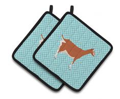 Carolines Treasures BB8098PTHD Common Strauß blau kariert dekorierter Topflappen, 19,1 x 19,1 cm, mehrfarbig Ziegen - Toggenburger Ziege 7.5 x 7.5 blau