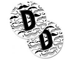 Caroline s Treasures Buchstabe D Initiale Schnurrbart Set von 2 Tasse Halterung Auto Untersetzer cj2009-dcarc, 2,56, multicolor