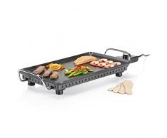 Princess Tischgrill mit flacher, 3fach antihaftbeschichtete 46x26 cm Brat-/ Grillplatte - mit einstellbarem Thermostat und spülmaschinenfestem Zubehör, 102240