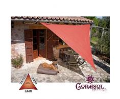 Corasol 160115 Premium Sonnensegel, 3,6 x 3,6 x 3,6 m, Dreieck, wasserabweisend, rot