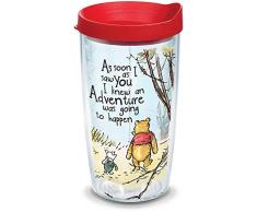 Tervis 1269249 Disney Winnie Puuh Adventure Isolierbecher mit Wickel, 453 ml, transparent Roter Deckel 16 oz farblos