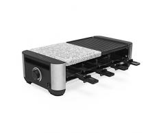 Princess 01.162620.01.001 Grill Premium Raclette Grill & Stein-Kombination – mit 8 Pfännchen, 162620.01.001, Aluminium-Druckguss/Steingrillplatte, Schwarz, Stein