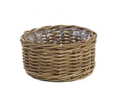 Franz Müller Flechtwaren Pflanzschale rund Kobo grau, mit Folie Übertöpfe, 33x33x16 cm