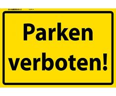 Schatzmix Parken Verboten! Warnschild Gelb Metal Sign deko Schild Blech Garten