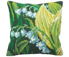 Collection D Art 40 x 40 cm Lily of Valley-Right Kreuzstich Kissen Kit