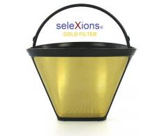 SeleXions Kaffee Goldfilter mit Titan antihaft Hartschicht 6-12 Tassen, Kaffeefiltergröße 1x4 mit Füllstands- und Tassenanzeige