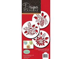 Designer Schablonen C724 Forever Green Ornaments Kuchenschablonen (Weihnachtskugel, Tannenzapfen und Weihnachtsstern) beige/halbtransparent