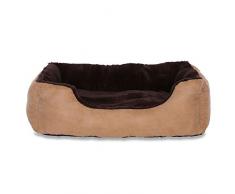 Hundebett, Hundekissen, Hundekörbchen mit Wendekissen, Größe L, Farbe braun/beige