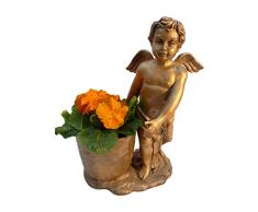 Patric Rottenecker Bronzefigur, Engel mit Planzschale aus Kunstbronze, handbemalt, bronzefarben, 16 x 24 x 35 cm, 3611