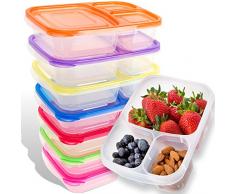 Bento Lunchbox - Lunchboxen - 7 Stück - wiederverwendbare 3 Fächer Kunststoff Unterteilte Lebensmittelbehälter für Kinder & Erwachsene - Mikrowellen-, spülmaschinen- und gefriergeeignet von Lucentee