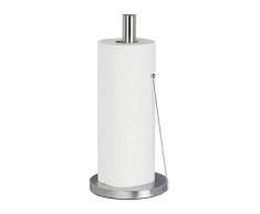 Relaxdays Küchenrollenhalter aus Edelstahl, Design Papierrollenhalter stehend, für die Küche, HxD: 33 x 15 cm, silber