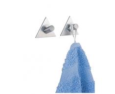 Wenko 4466020100 Wandhaken Triangolo - 2er Set, selbstklebend, Edelstahl rostfrei, 5 x 2.8 x 5 cm, Matt