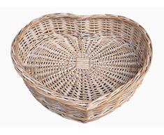 Großes weißes Herz-geformtes Wicker Tablett