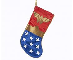 Kurt Adler WW7161 Wonder Woman Logo Applique Christmas Stocking Weihnachtsstrumpf, Stoff, mehrfarbig