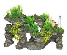 Nobby 28304 Aquarium Dekoration Aqua Ornaments Fels mit Leuchtturm mit Pflanzen 45 x 17 x 26.5 cm