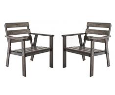 Ambientehome Gartensessel Loungesessel Sessel Gartenstuhl Massivholz HANKO, Taupegrau, 2-teiliges Set