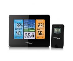 Green Blue GB526 Funk Wetterstation mit Außensensor Wettertrendvorhersage Mondphasenanzeige DCF Aktualisierung Kalender Alarm