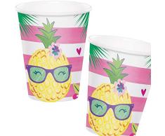 Creative Converting 332425 Partybecher Ananas und Freunde, Einheitsgröße, mehrfarbig
