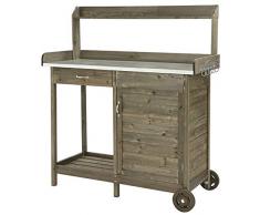 Dehner Holzpflanztisch Hamilton, ca. 125 x 112 x 46 cm, FSC Tannenholz, braun