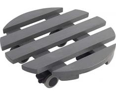 Metafranc Pflanzenroller Ø 300 mm - 60 kg Tragkraft - Kiefer-Platte - Grau - TPE-Rollen mit 2 Feststellern / Indoorroller / Blumenroller / Transporthilfe für Pflanzen / 825200