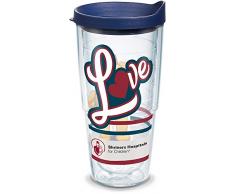 Tervis Isolierbecher mit Wickel und marineblauem Deckel 24oz farblos