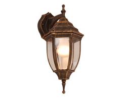 Außenlampe Alu schwarz gold patiniert, klar, IP44, LxBxH:140x200x350, exkl. 1xE27 60W 230V