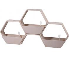 dobar Pflanzkastensystem mit 3 separaten Verbindungsbrücke, biologisch abbaubarer Pflanzkübel aus Bambusfaser & Polyresin, je 50 x 21 x 44,5 cm Pflanzkasten, Beige