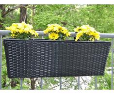 Pflanzkübel Blumenkübel Blumenkasten Rechteck Polyrattan LxBxH 60x19x20cm schwarz