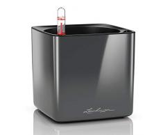 LECHUZA CUBE Glossy 14 hochwertiger Pflanzwürfel mit Stick -Bewässerungssystem, anthrazit highgloss