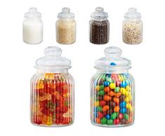 Relaxdays Vorratsgläser 6er Set, 1000 ml, Deckel, für Lebensmittel in Küche, Hochzeit Candy Bar Zubehör, luftdicht, klar