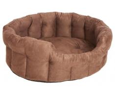 P & L Superior Pet Beds Ltd Premium Oval Drop am Velourslederimitat Softee Bett mit Unterteil aus Schaumstoff Kissen, mittelgroß, Braun