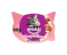 Whiskas Knuspertaschen für ausgewachsene Katzen - kalorienarme Knusper-Snacks für Katzen in der Geschmacksrichtung Meeresfrüchte / 8 Schalen (8 x 60 g)