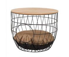 dibea CT00335 Katzentisch, Beistelltisch, Couchtisch, Korbtisch mit Katzenöffnung, abgerundet
