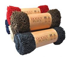My Doggy Place – Hundeteppich aus sehr saugfähiger Mikrofaser, langlebig, schnell trocknend, waschbar, hält Ihr Haus sauber (Größen: Läufer in M, L, XL, für den Flur, Halbmondförmig), Large (36 x 26), braun